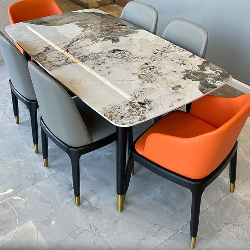 Stone Top Dining Table Modern Rectangle Table with 4 Wood Legs in Black Clearhalo 'Dining Tables & Seating' 'Dining Tables' 'dining_table' 'furn' 'furn_dining_table' 'Furniture' 'furniture_dining_table' 'Kitchen & Dining Furniture' 'kitchen' 'kitchen_dining_table' 1200x1200_2c5cc9e1-4546-4215-bd95-252d242a027e