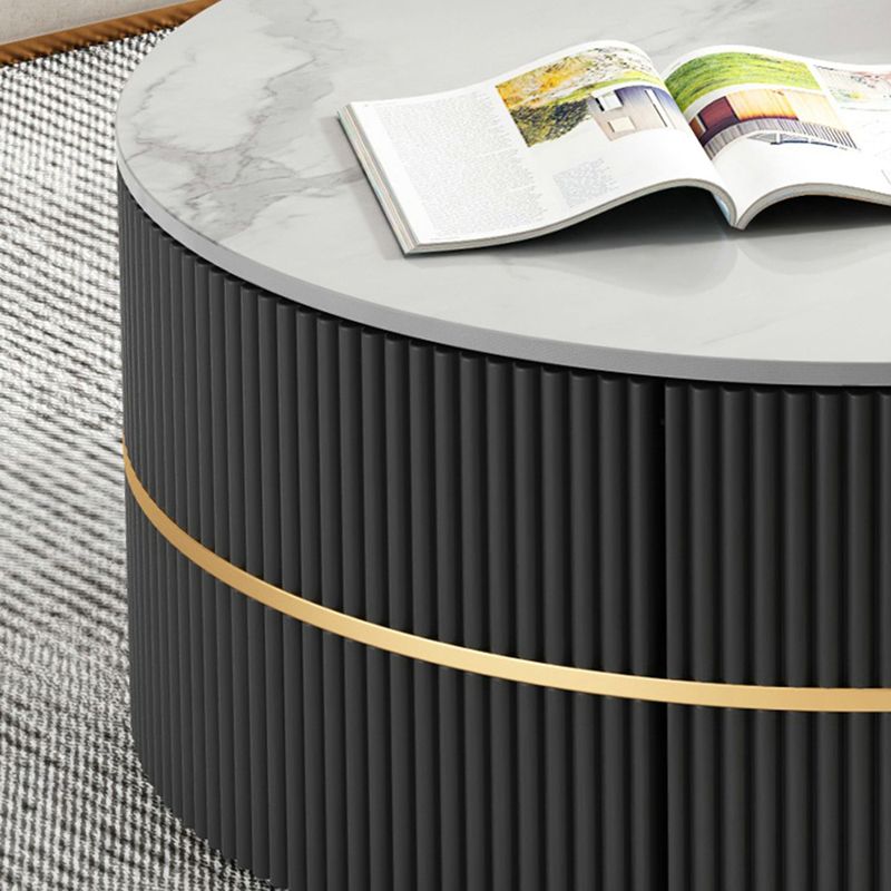 Round Slate Coffee Table Set Frame Cocktail Table with 2 Storage Drawers Clearhalo 'Coffee & Accent Tables' 'Coffee Tables' 'coffee_tables' 'furn' 'furn_coffee_tables' 'Furniture' 'Living Room Furniture' 1200x1200_2c5dbd29-4d1a-479b-a945-ea1b25931b25