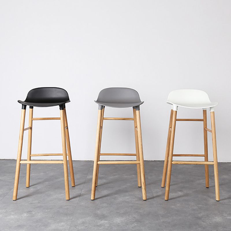 Modern Counter Bar Stool Armless Plastic Indoor Bar Stool with Footrest and Wood Base Clearhalo 'Bar Furniture' 'Bar Stools' 'bar_stools' 'furn' 'furn_bar_stools' 'furniture_bar_stools' 'Kitchen & Dining Furniture' 'kitchen&dining_furn' 'kitchen' 'kitchen_furn' Furniture' 1200x1200_2c5de2b1-5a98-45a6-bed5-c9312a71b70b