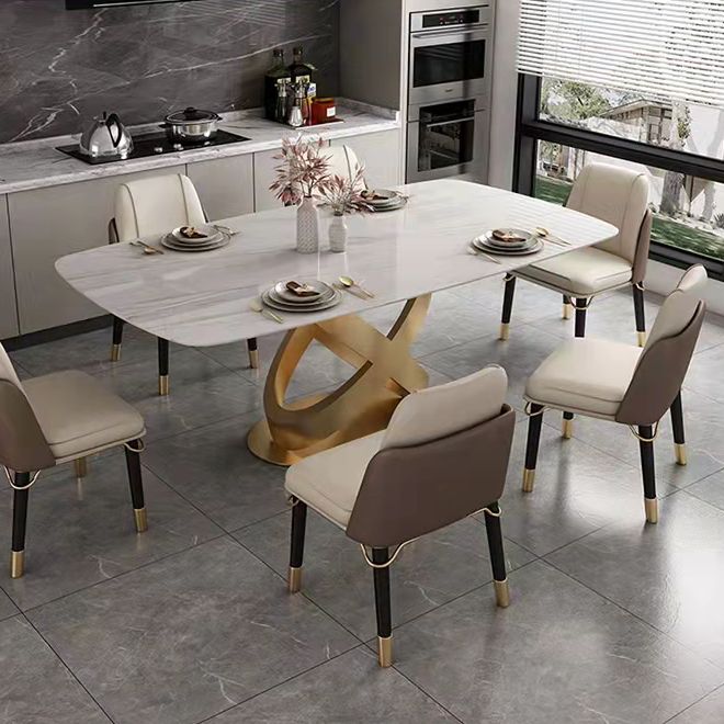 Traditional Luxury Stainless Steel Table Rectangle Dining Table for Home Clearhalo ' dining_table' 'Dining Tables & Seating' 'Dining Tables' 'furn' 'furn_dining_table' 'Furniture' 'furniture_dining_table' 'Kitchen & Dining Furniture' 'kitchen&dining_furn' 'kitchen' 'kitchen_dining_table' 1200x1200_2c5e780a-edb1-4700-9a24-f17cb385bf92