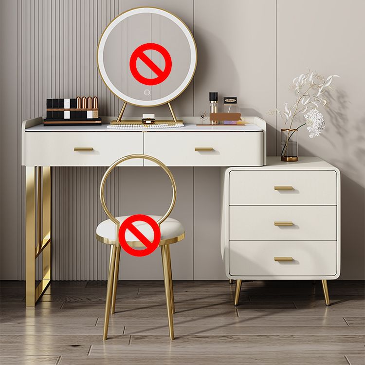 Wood and Metal Vanity Table in White/Grey Makeup Vanity Desk