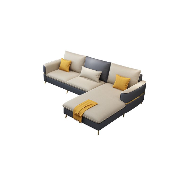 Glam Faux Leather Square Tufted Sofa Grey and Beige Sofa Chaise Clearhalo 'furn' 'furn_sectionals' 'Furniture' 'Living Room Furniture' 'Sectionals' 1200x1200_2c5f5b38-6e56-42c3-bf24-b0107dc0269e