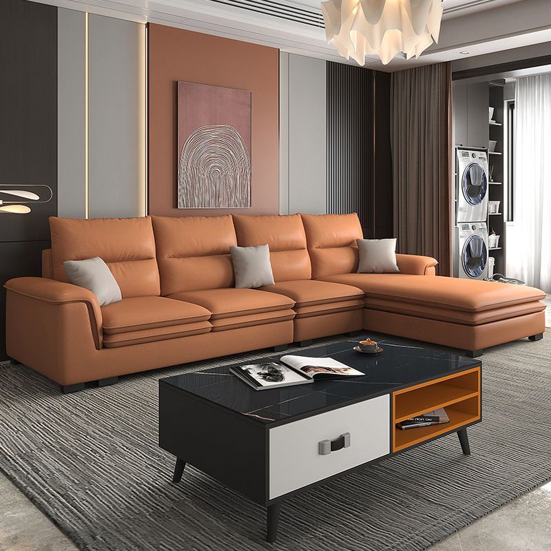 FAUX Cuir Sectional avec chaise coiffure Top Bras 4 places sectionnelle