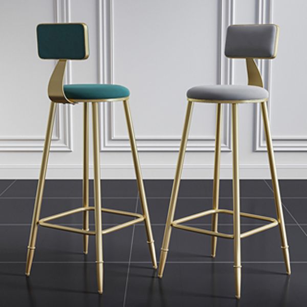 Nordic Armless Backrest Counter Stool Steel Cafe Bar Stool with Velvet Cushion and Pedal Clearhalo 'Bar Furniture' 'Bar Stools' 'bar_stools' 'furn' 'furn_bar_stools' 'Furniture' 'furniture_bar_stools' 'Kitchen & Dining Furniture' 1200x1200_2c6237e8-eee0-430b-a9cb-1769d768a889