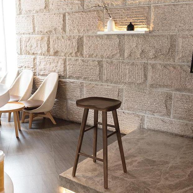 Contemporary Wood Stool Rectangle Seat Counter Stool in Matte Finish