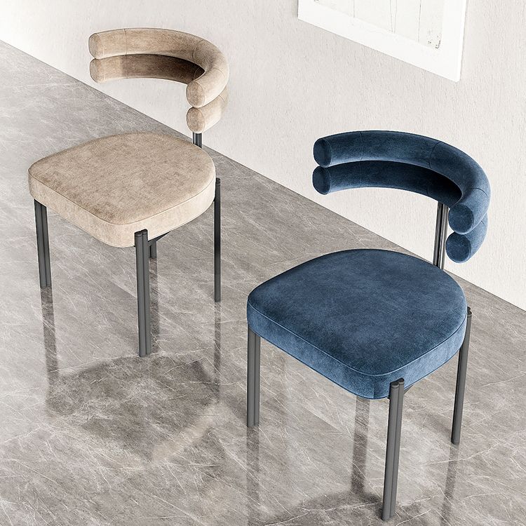 Nordic Style Colorful Side Chair Flannelette Side Dining Chair for Home Use Clearhalo 'Dining Chairs' 'Dining Tables & Seating' 'dining_chair' 'furn' 'furn_dining_chair' 'Furniture' 'Kitchen & Dining Furniture' 1200x1200_2c644936-f226-4f0e-bbd8-a023604b4a39