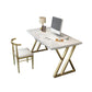Wooden Rectangular Writing Desk Glam 29.53" Tall Office Desk with Iron Legs Clearhalo 'furn' 'furn_office_desk' 'Furniture' 'Office Desks' 'Office Furniture' 'office_desk' 1200x1200_2c64cc94-3fc8-4fcd-ac03-911fb84b0a69
