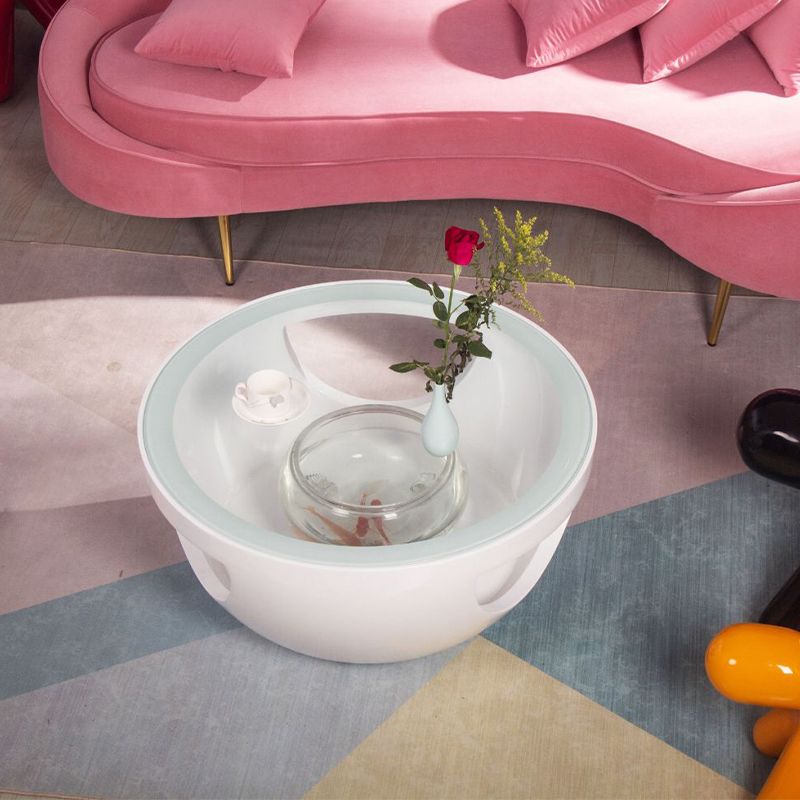 Tavolino in vetro rotondo moderno scaffale semplice incluso tavolo da cocktail - dia 32.28 "