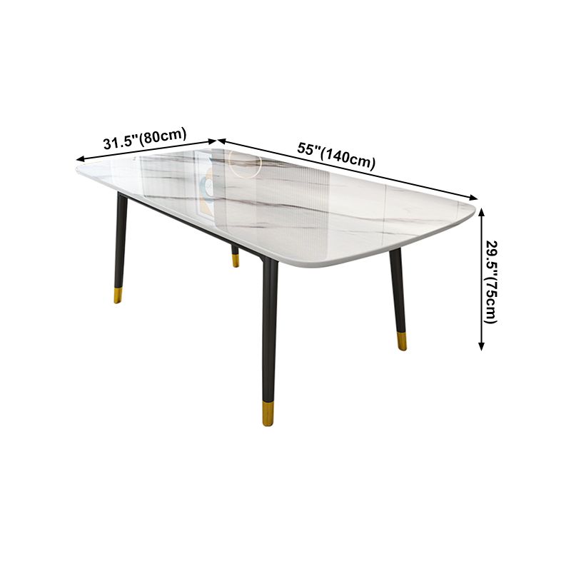 Sintered Stone Dining Table Luxury Style 4 Legs Carbon Steel Base Rectangle Table for Home Clearhalo ' dining_table' 'Dining Tables & Seating' 'Dining Tables' 'furn' 'furn_dining_table' 'Furniture' 'furniture_dining_table' 'Kitchen & Dining Furniture' 'kitchen&dining_furn' 'kitchen' 'kitchen_dining_table' 1200x1200_2c6718a2-12af-4628-abc9-084f920c8862