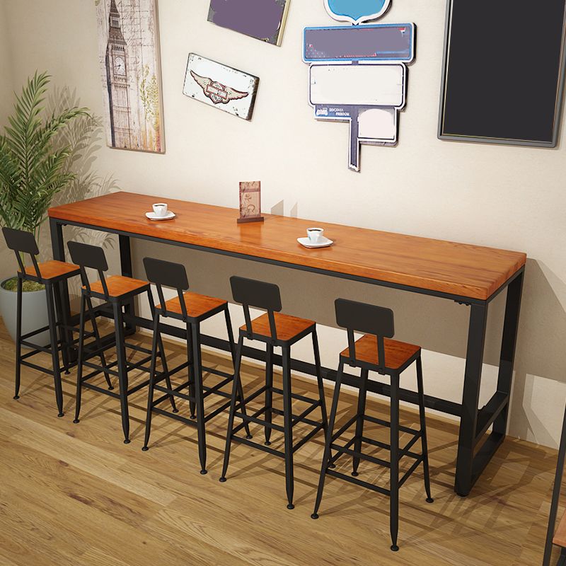 Pine Wood Bar Dining Table Industrial Rectangle Bar Table with Trestle Pedestal for Cafe Clearhalo 'Bar Furniture' 'Bar Tables' 'bar_tables' 'furn' 'furn_bar_tables' 'Furniture' 'furniture_bar_tables' 'Kitchen & Dining Furniture' 1200x1200_2c682dfb-a069-4e97-b690-8af4ee94b4da