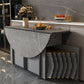 Modern Round Stone Top Dining Table Foldable for Small Spaces