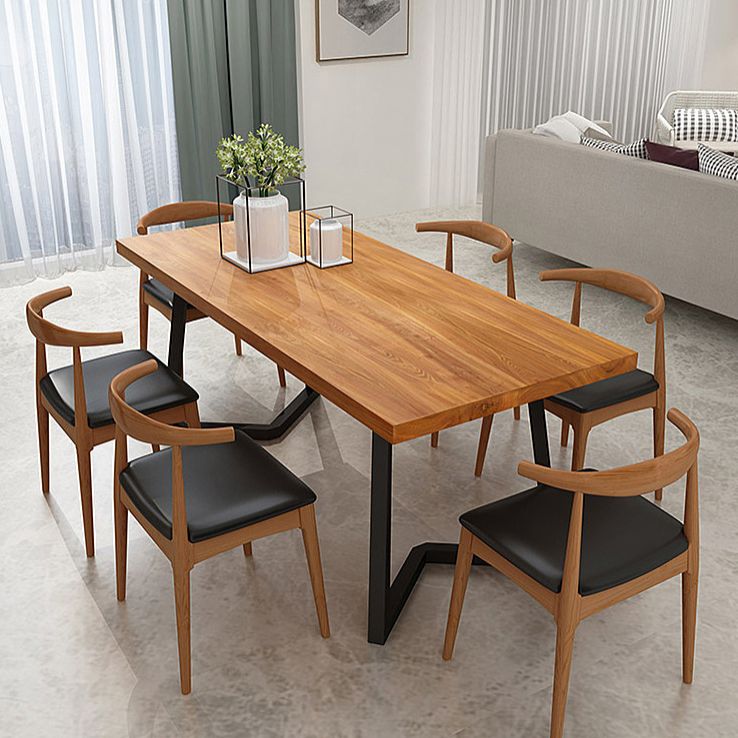 Ensemble de dinette rectangulaire en bois massif, ensemble de table à manger industrielle 1/2/5/7 pièces en naturel