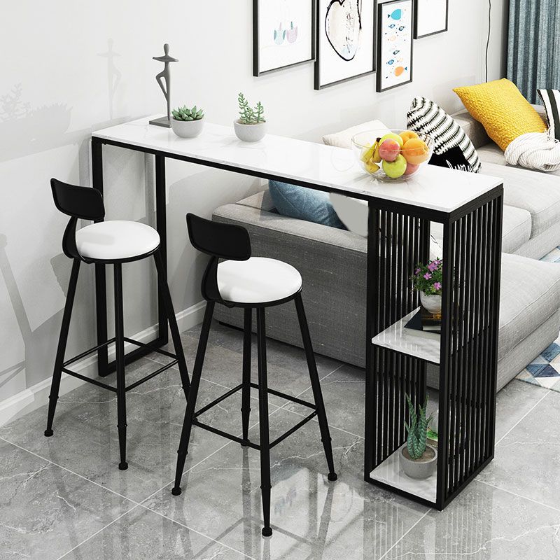 Modern Bar Table Set 1/2/3 Pieces Faux Marble Counter Table with Upholstered Stools Clearhalo 'Bar Furniture' 'furn' 'furn_home_bar_bar_sets' 'Furniture' 'Home Bars & Bar Sets' 'home_bar_bar_sets' 'Kitchen & Dining Furniture' 1200x1200_2c6c0e01-d5af-4dc8-98c1-306642211851