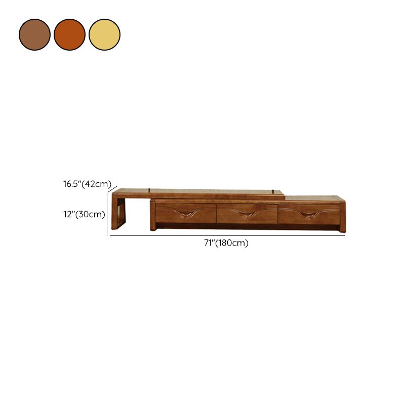 Soporte tradicional para TV, consola de soporte para TV de madera de caucho con cajones