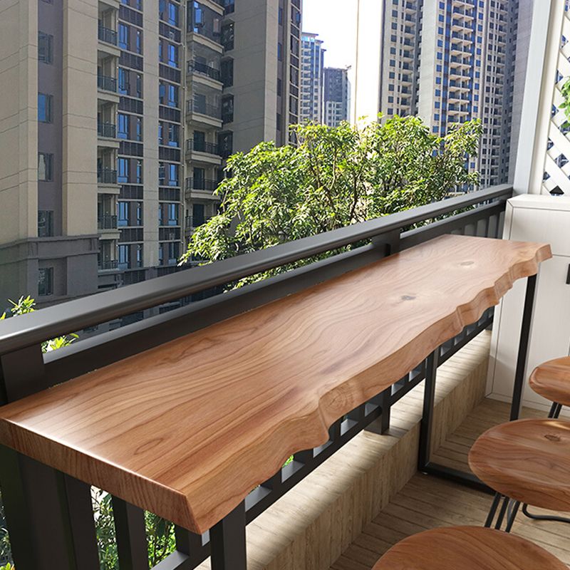 Brown Modern Style Table Solid Wood and Iron Milk Tea Shop Bar Table Clearhalo 'Bar Furniture' 'Bar Tables' 'bar_tables' 'furn' 'furn_bar_tables' 'Furniture' 'furniture_bar_tables' 'Kitchen & Dining Furniture' 1200x1200_2c6e628d-7d0f-4b14-abb3-a9aefbe1b84f