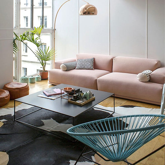 Tavolino di ferro moderno della metà del secolo tavolino nero tavolo da cocktail quadrato