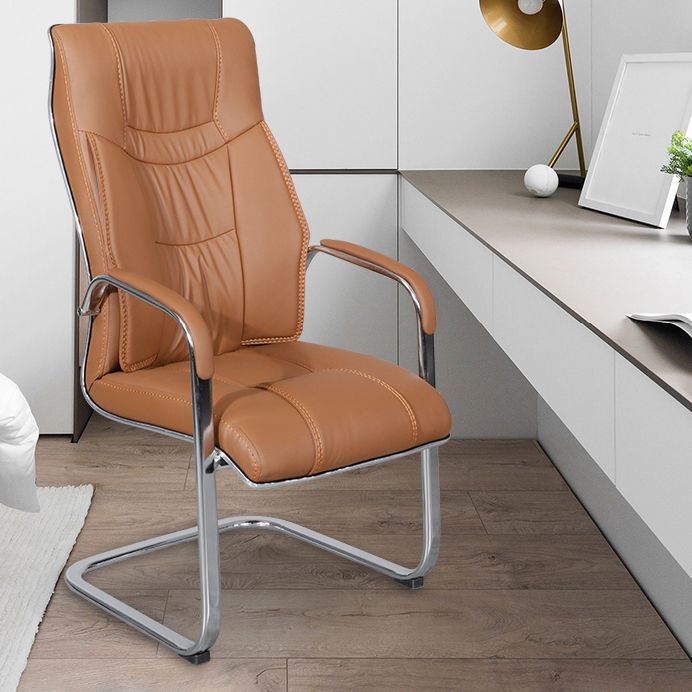Modern style Task Chair Faux Leather No Wheels Office Chair with Fixed Arms Clearhalo 'furn' 'furn_office_chair' 'Furniture' 'Office Chairs' 'Office Furniture' 'office_chair' 1200x1200_2c70add1-98a2-469e-b5f7-9d48a281b27d