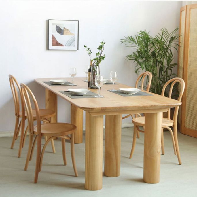 Pine Wood Dining Set with Wooden Chairs 1/2/5/7 Pieces Dinette Set for Home