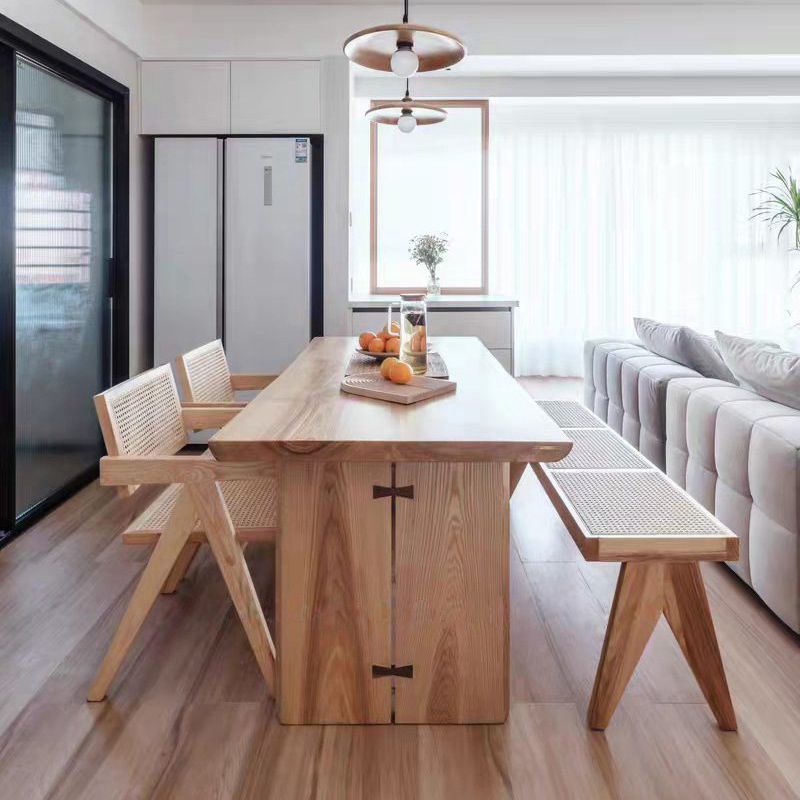 Dining Room Dinner Kitchen Table Solid Wood Double Pedestal Dining Table Clearhalo 'Dining Tables & Seating' 'Dining Tables' 'dining_table' 'furn' 'furn_dining_table' 'Furniture' 'Kitchen & Dining Furniture' 1200x1200_2c72ff29-6649-489f-b354-06ba904c7b8e