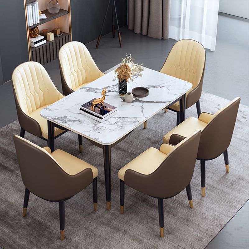 Metal Scandinavian Style Dining Side Chair Dining Room Padded Solid Back Chair with Arm Clearhalo ' kitchen&dining_furn' 'Dining Chairs' 'Dining Tables & Seating' 'dining_chair' 'furn' 'furn_dining_chair' 'Furniture' 'furniture_dining_chair' 'Kitchen & Dining Furniture' 'kitchen' 1200x1200_2c738c6d-8cfc-4e02-9a70-0ad014ef0470