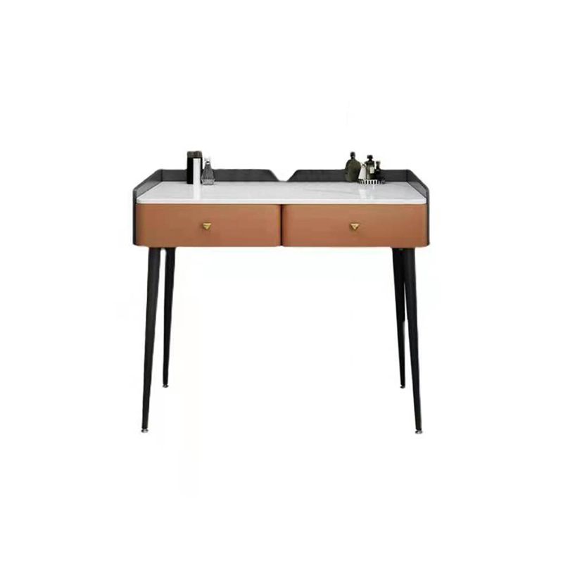 Vanity Stone Makeup Dressing Table Stool Set with 2 Drawers - 31.1" H Clearhalo 'Bedroom Furniture' 'furn' 'furn_makeup_vanities' 'Furniture' 'Makeup Vanities' 'makeup_vanities' 1200x1200_2c739768-6dc3-45f7-86af-b49ccc84f4cc