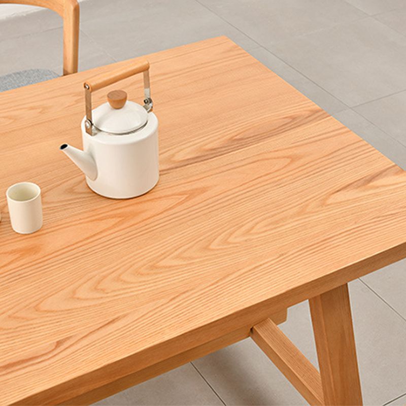 Rectangle Trestle Base Dining Table Medieval Modern Style Pine Wood Table for Kitchen