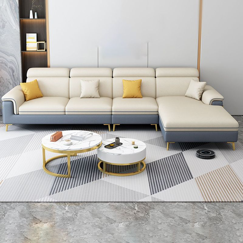 125.98" D x 70.86" W x 35.43" H Faux Leather Pillow Top Arm Sectional with Bolster Pillows Clearhalo 'furn' 'furn_sectionals' 'Furniture' 'furniture_sectionals' 'Living Room Furniture' 'Sectionals' 1200x1200_2c76f3f7-e1fb-469a-b041-015b63a8d138