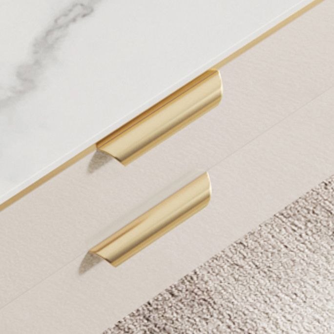 Singer de la consola de televisión de piedra sinterizada casera escandinava de televisión con patas de metal