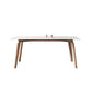 Mid-Century Rectangle Dining Table Solid Wood Legs and Stone Top Dining Table