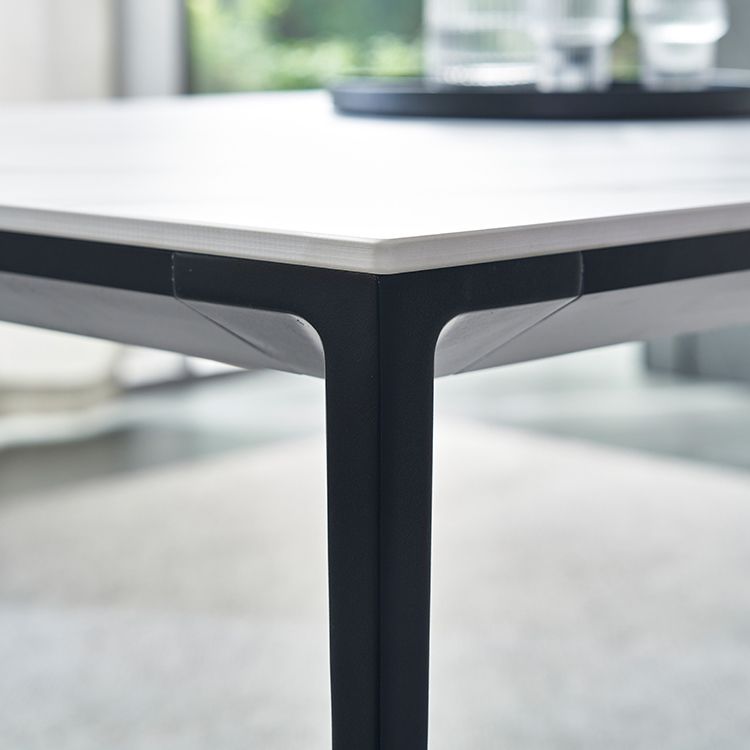 Simple Sintered Stone Top White Dining Table Rectangle Shape Dining Table for Kitchen Clearhalo ' dining_table' 'Dining Tables & Seating' 'Dining Tables' 'Furniture' 'furniture_dining_table' 'Kitchen & Dining Furniture' 'kitchen&dining_furn' 'kitchen' 'kitchen_dining_table' 1200x1200_2c77a35d-0878-4301-8f2a-83fd2f825e99