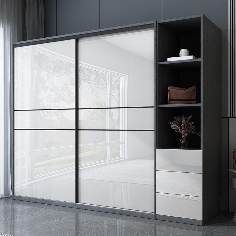 Manufactured Wood Glossy White Storage Cabinet Modern Cabinet for Bedroom Clearhalo 'Armoires & Wardrobes' 'armoires_wardrobes' 'Bedroom Furniture' 'furn' 'furn_armoires_wardrobes' 'Furniture' 1200x1200_2c77ff10-1d8a-40b8-9cd7-afef6b15f860