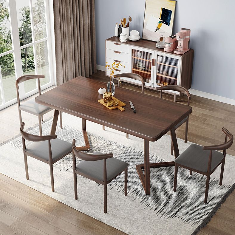 Wooden Modern Dining Room Set with Double Pedestal Base Formal Table Set for Home Use Clearhalo 'Dining Room Sets' 'Dining Tables & Seating' 'dining_room_set' 'furn' 'furn_dining_room_set' 'Furniture' 'furniture_dining_room_set' 'Kitchen & Dining Furniture' 'kitchen&dining_furn' 'kitchen' 1200x1200_2c79864b-da2f-4b60-9d67-52861e1e7d33