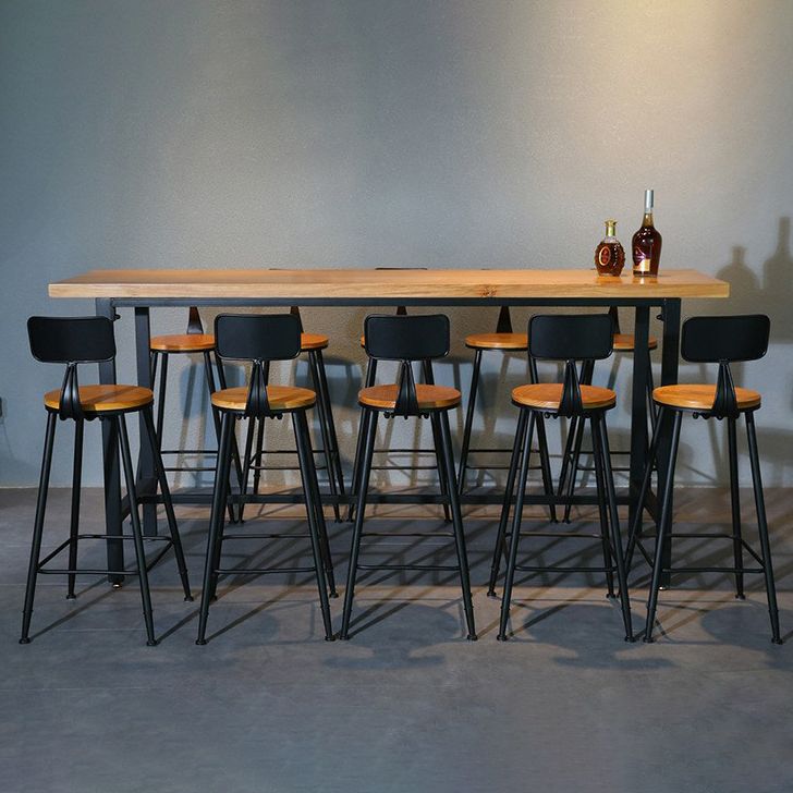 Tavolo da bar in legno in legno massiccio marrone chiaro industriale in metallo tavolo da pub