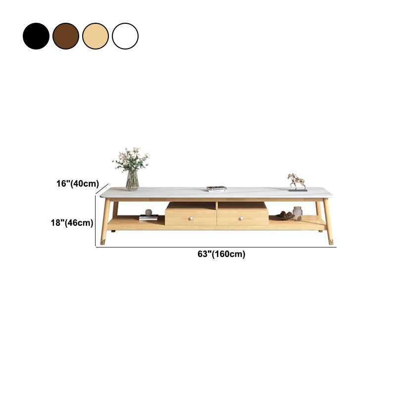 Contemporary Wood TV Console Open Storage TV Media Stand with Legs for Living Room