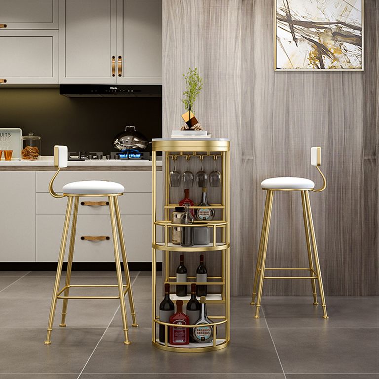 Glam Style Stone Bar Table 42-inch Height Metal Base Bistro Table for Dining Room Clearhalo 'Bar Furniture' 'Bar Tables' 'bar_tables' 'furn' 'furn_bar_tables' 'Furniture' 'furniture_bar_tables' 'Kitchen & Dining Furniture' 1200x1200_2c7d687c-d906-4400-9fbf-24c2ebf3bea6