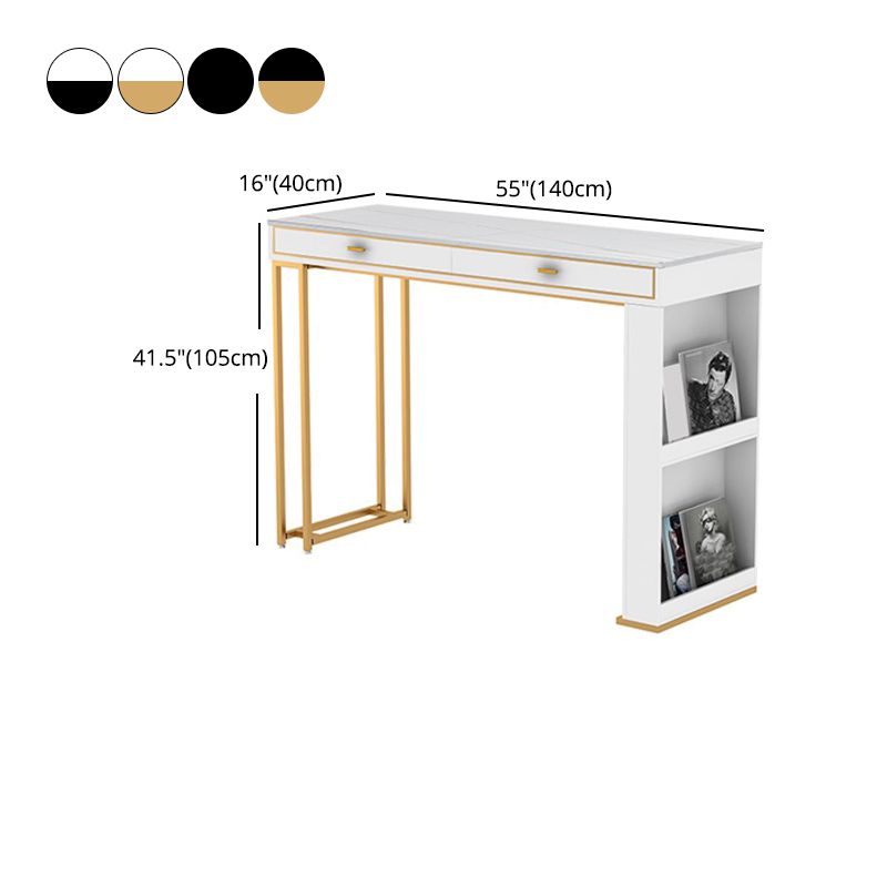 Kitchen Stone Top Counter Table Metal Base 42-inch Height Contemporary Bar Table Clearhalo 'Bar Furniture' 'Bar Tables' 'bar_tables' 'furn' 'furn_bar_tables' 'Furniture' 'furniture_bar_tables' 'Kitchen & Dining Furniture' 1200x1200_2c7dcbce-7786-4efe-a125-e5e99eae4305
