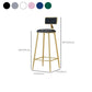 Nordic Backrest Armless Counter Stool Iron Cafe Bar Stool with  Pedal and Cushion