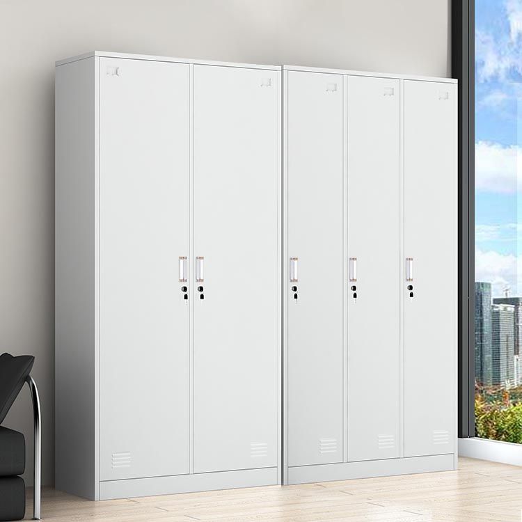 White Steel Wardrobe Armoire Contemporary Hinged Wardrobe Cabinet Clearhalo 'Armoires & Wardrobes' 'armoires_wardrobes' 'Bedroom Furniture' 'furn' 'furn_armoires_wardrobes' 'Furniture' 1200x1200_2c802839-7312-4311-b1be-0421866ced40