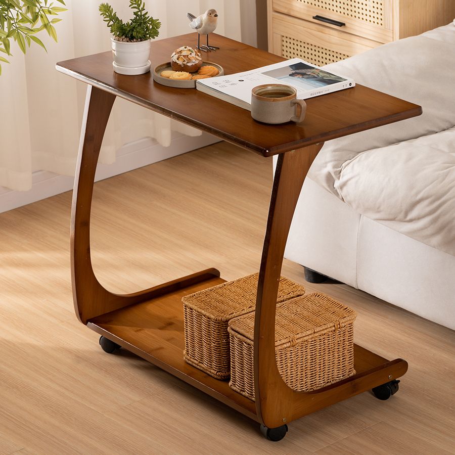 Modern Brown Side Table Rectangular C Table with Shelf for Living Room Clearhalo 'Coffee & Accent Tables' 'End & Side Tables' 'end_side_tables' 'furn' 'furn_end_side_tables' 'Furniture' 'Living Room Furniture' 1200x1200_2c805f33-b759-41f0-a8da-de2541835716