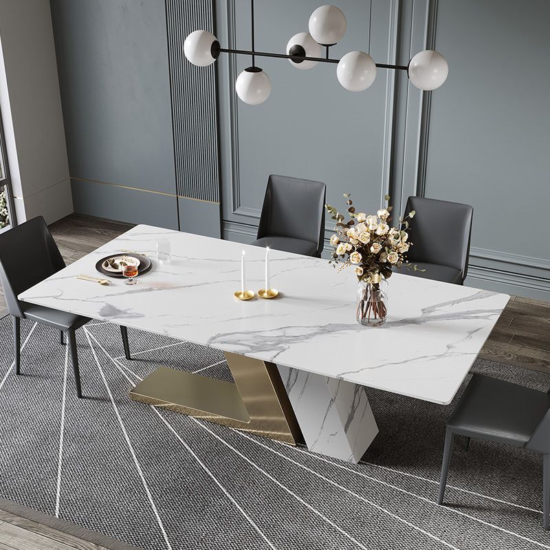Modern Dining Set 1/4/5/6 Pcs Sintered Stone Dining Table with Side Chairs Clearhalo 'Dining Room Sets' 'Dining Tables & Seating' 'dining_room_set' 'furn' 'furn_dining_room_set' 'Furniture' 'Kitchen & Dining Furniture' 1200x1200_2c81e35f-57c3-430f-9654-1e0c95fc0a8b