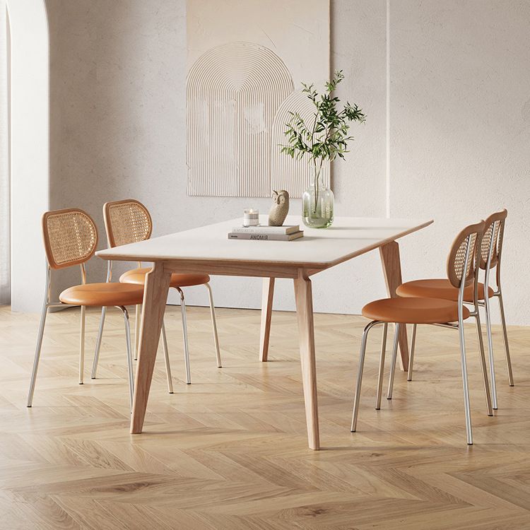 Modern 1/2/5/7 Pieces Dining Set Stone Rectangle Dining Table Set in White Clearhalo 'Dining Room Sets' 'Dining Tables & Seating' 'dining_room_set' 'furn' 'furn_dining_room_set' 'Furniture' 'Kitchen & Dining Furniture' 1200x1200_2c81f5ea-ba33-4db5-a22d-65247432c7e2