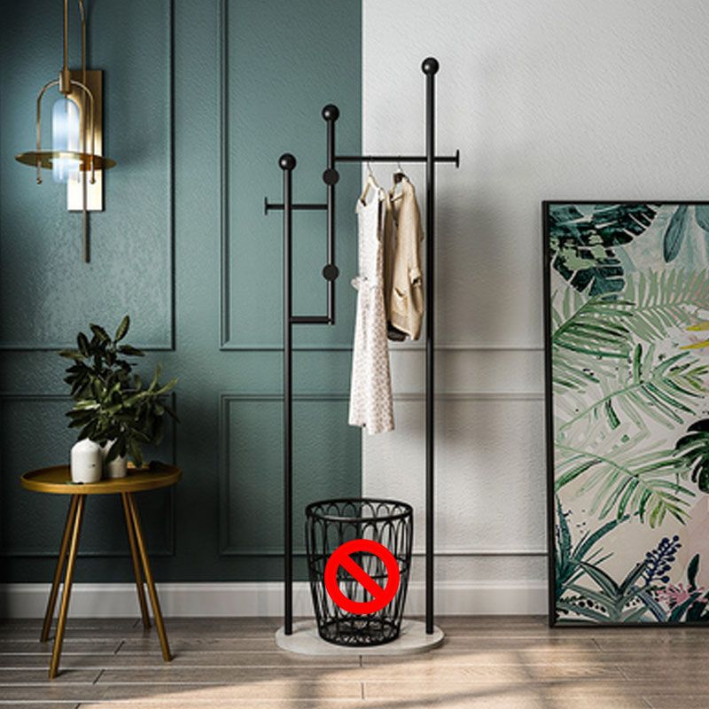 Modern Metal Entryway Kit with 4 Hooks and Basket in Drawing Room Clearhalo 'Entry & Mudroom Furniture' 'furn' 'furn_hall_tree_coat_racks' 'Furniture' 'Hall Trees & Coat Racks' 'hall_tree_coat_racks' 1200x1200_2c832653-6b82-4964-9dfa-6a4c9275f596