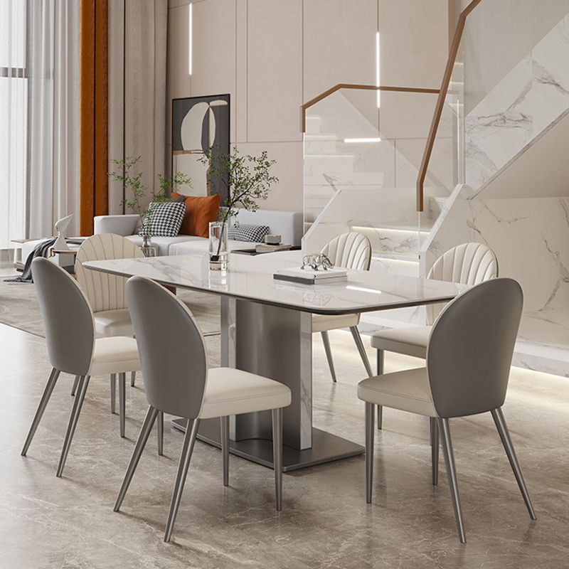 Modern Rectangle Dining Table Sintered Stone Table with Metal Legs for Home Clearhalo 'Dining Tables & Seating' 'Dining Tables' 'dining_table' 'furn' 'furn_dining_table' 'Furniture' 'Kitchen & Dining Furniture' 1200x1200_2c839893-c051-43de-9a55-2deb6b47e526