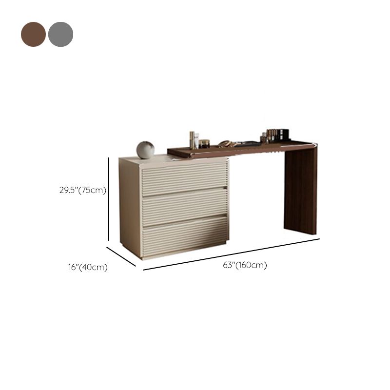 Wooden Bedroom Lighted Mirror With Drawer Makeup Vanity Desk