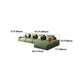 Square Arm 3/4-Seater Sofa & Chaise Green Faux Leather Sectional