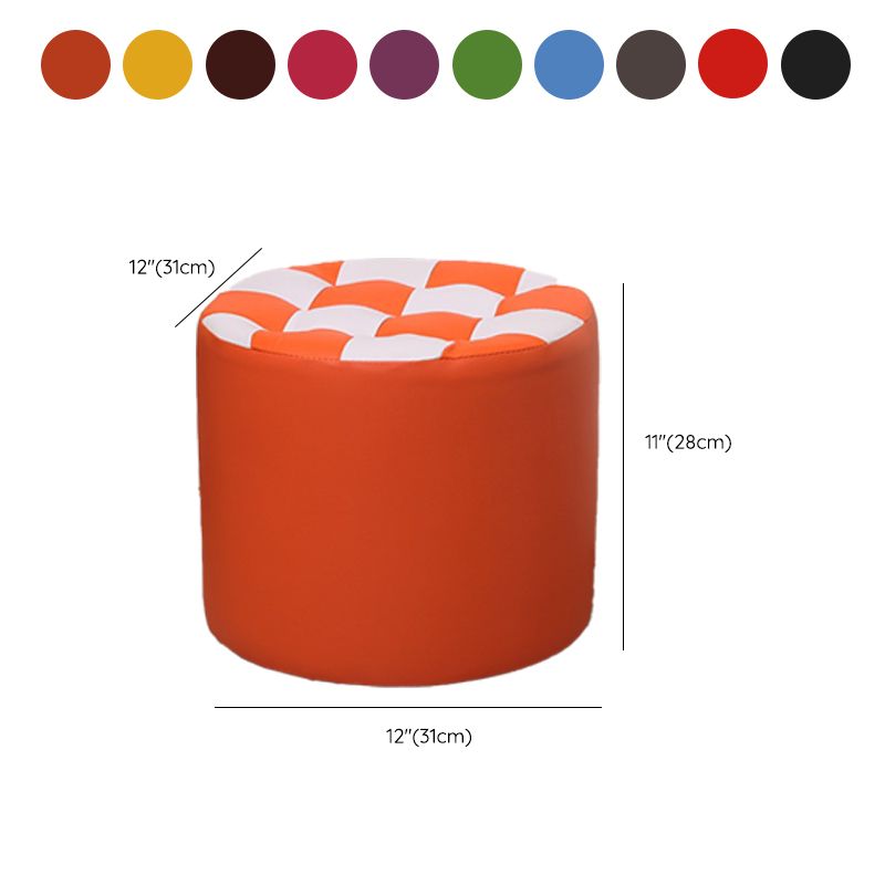 Color Block Ottoman Faux Leather Stain Resistant Cylinder Shape Pouf Ottoman Clearhalo 'furn' 'furn_ottomans_poufs' 'Furniture' 'Living Room Furniture' 'Ottomans & Poufs' 'ottomans_poufs' 1200x1200_2c85153e-6bd0-4f32-84e6-3e4168a60ff5