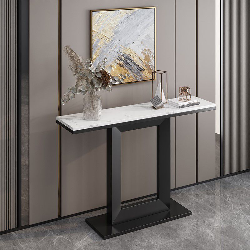 Tableau d'accent supérieur en marbre avec base de piédestal pour Hall 31,5 "High Console Table
