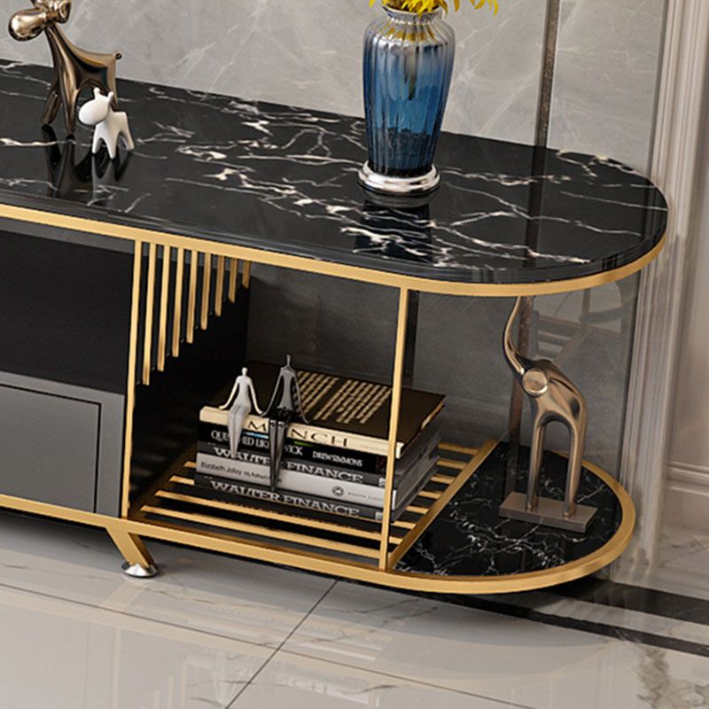 Glam Slate Top TV Media Stand 2-Drawer Media Console with Shelves Clearhalo 'furn' 'furn_tv_stands_entertainment_centers' 'Furniture' 'Living Room Furniture' 'TV Stands & Entertainment Centers' 'TV Stands & Media Storage Furniture' 'tv_stands_entertainment_centers' 1200x1200_2c8736ab-9e42-4350-ae0e-20d70f8c1f14