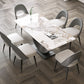 Rectangle Pedestal Table Traditional Luxury Dining Table Stainless Steel Base for Home