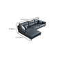 34.64 "H Blue Faux Leather Square Arm Sofa & Chaise for Living Room